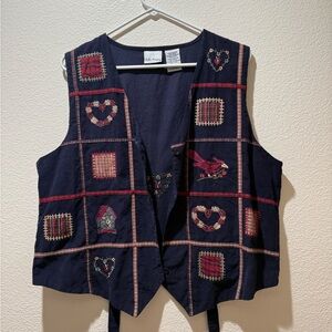 Vintage Bobbie Brooks Dark Blue Vest with Red Details